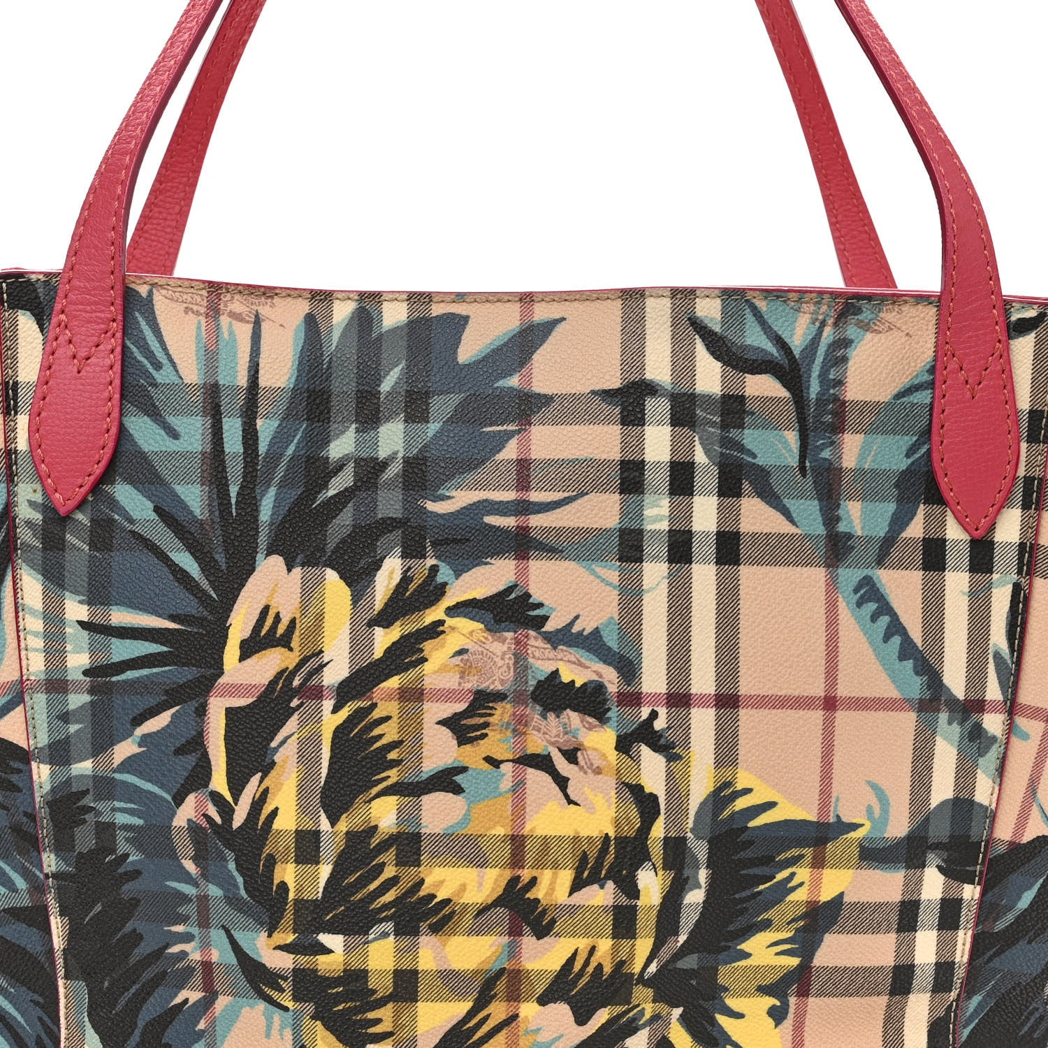 Burberry Haymarket Check Floral Print Small Canterbury Tote Pink 7 of 9