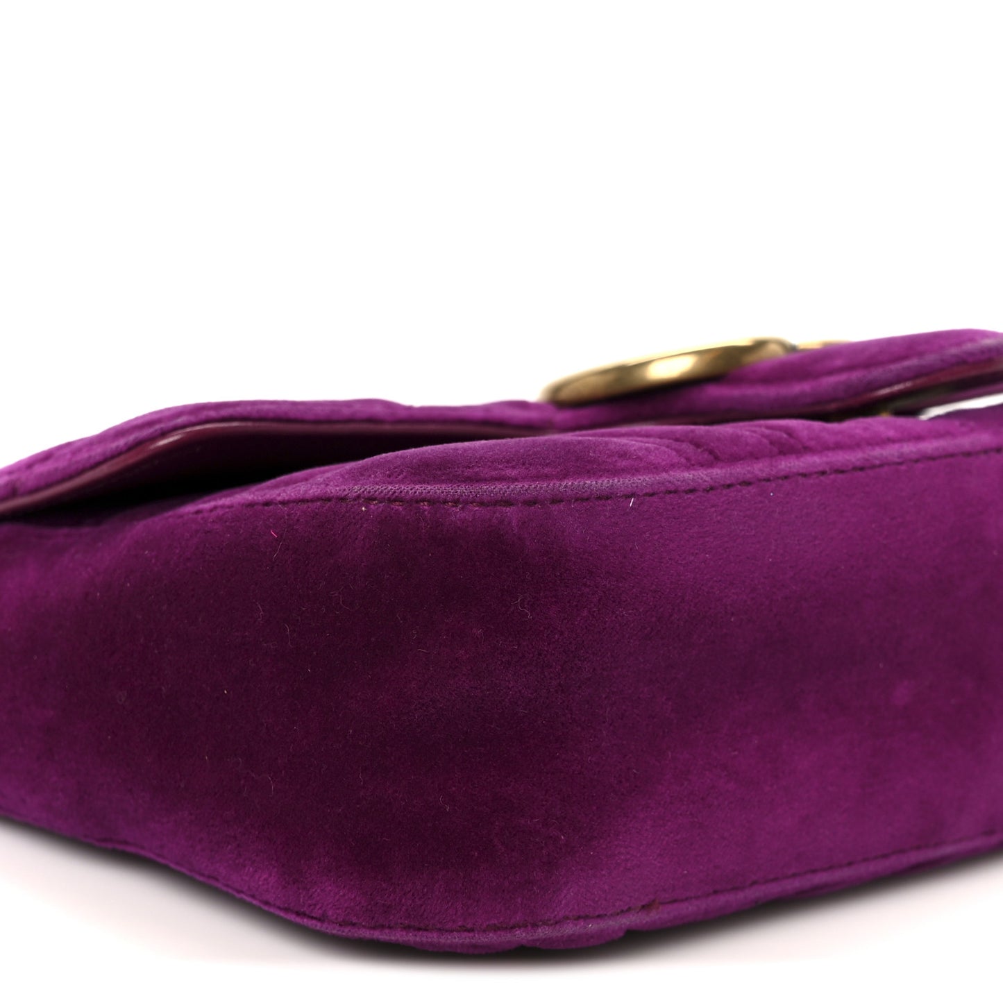 Velvet Matelasse Mini GG Marmont Shoulder Bag Fuchsia Violet Cyclamen