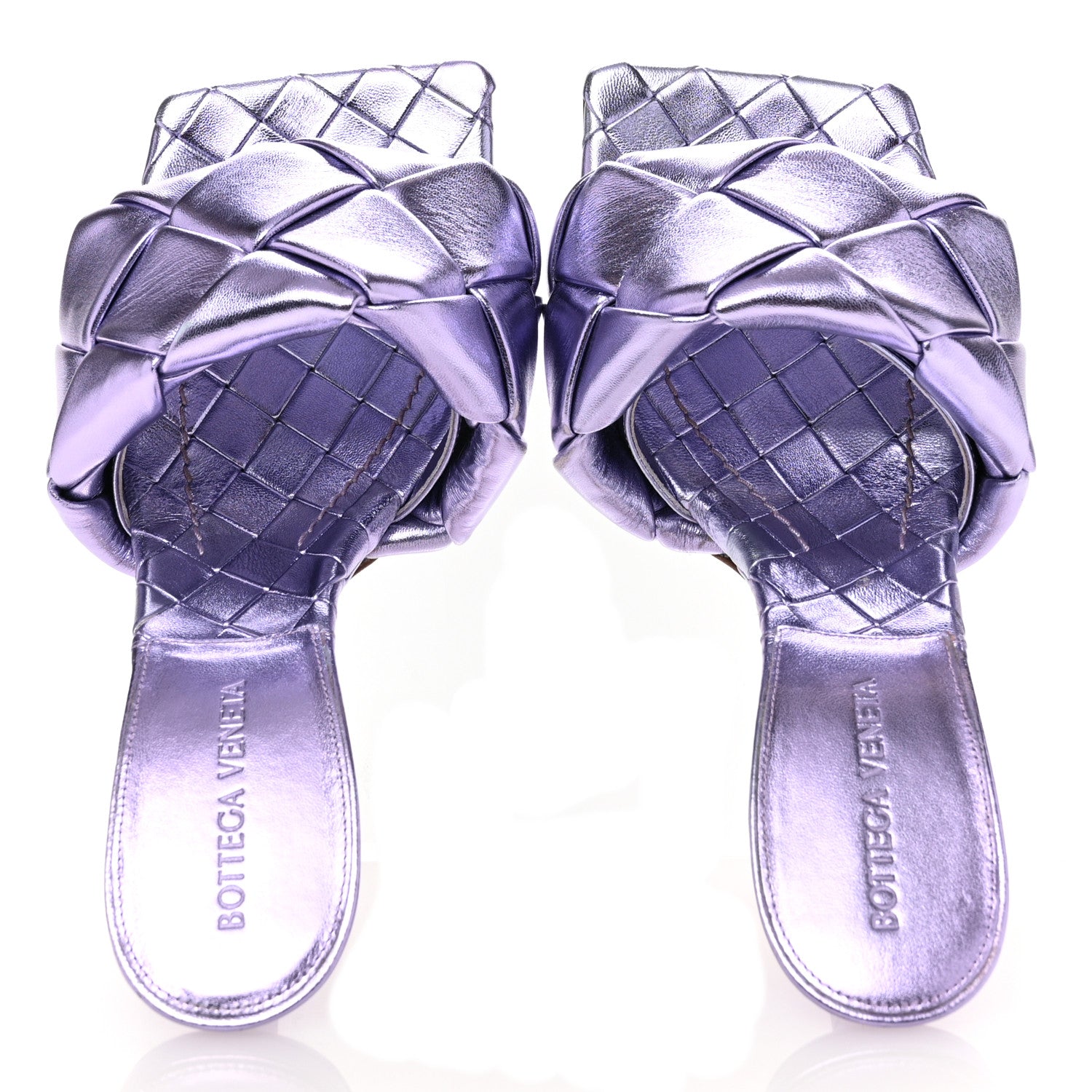 Bottega Veneta Metallic Nappa Maxi Reflection Weave Lido 90mm Mule Sandals 36.5 Wisteria 2 of 11