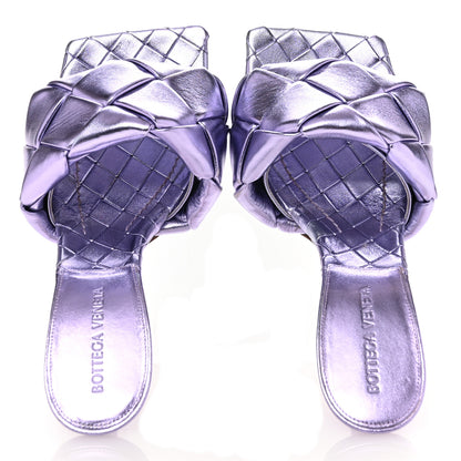Bottega Veneta Metallic Nappa Maxi Reflection Weave Lido 90mm Mule Sandals 36.5 Wisteria 2 of 11