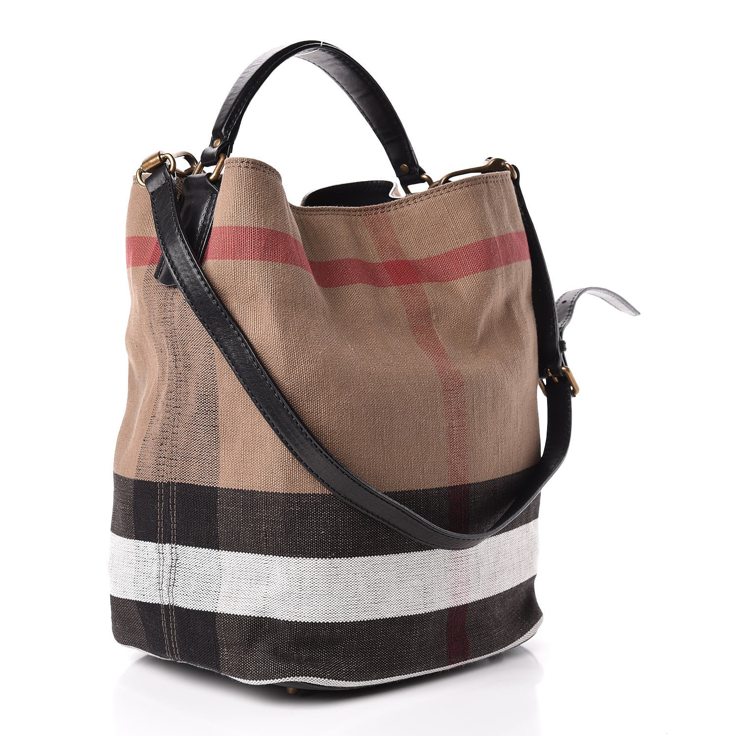 Burberry Canvas Mega Check Medium Ashby Hobo Black 3 of 11