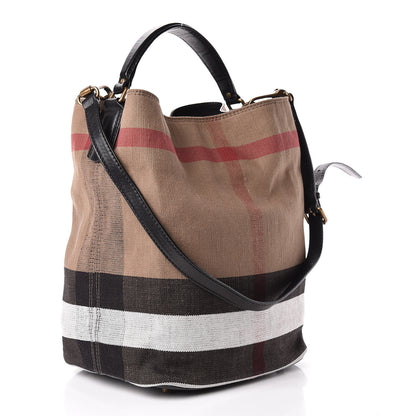 Burberry Canvas Mega Check Medium Ashby Hobo Black 3 of 11