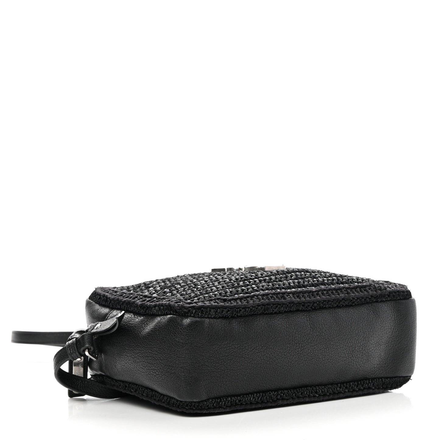 Raffia Canvas Monogram Lou Camera Bag Black