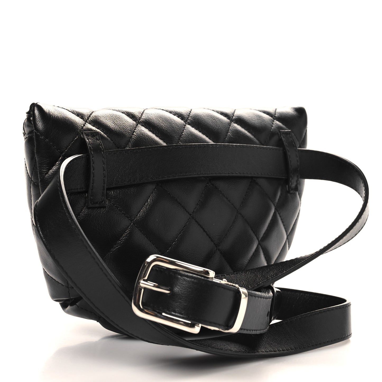 Calfskin Quilted Waist Belt Bag Black