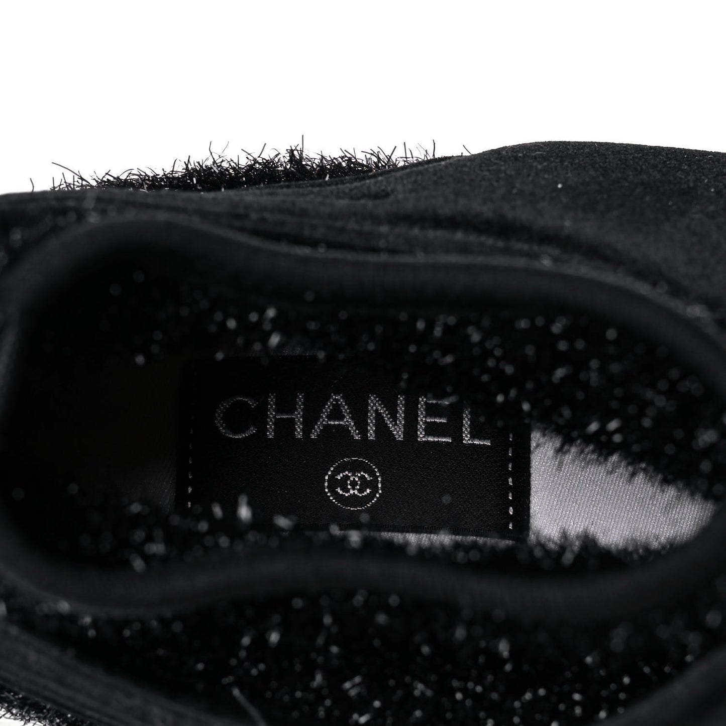 Stretched Fabric Velvet CC Womens Sneakers 41 Black