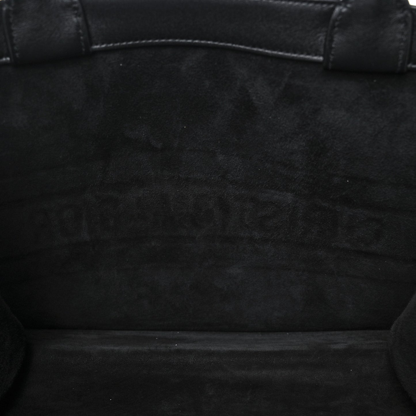 Calfskin Embossed Medium Book Tote Black