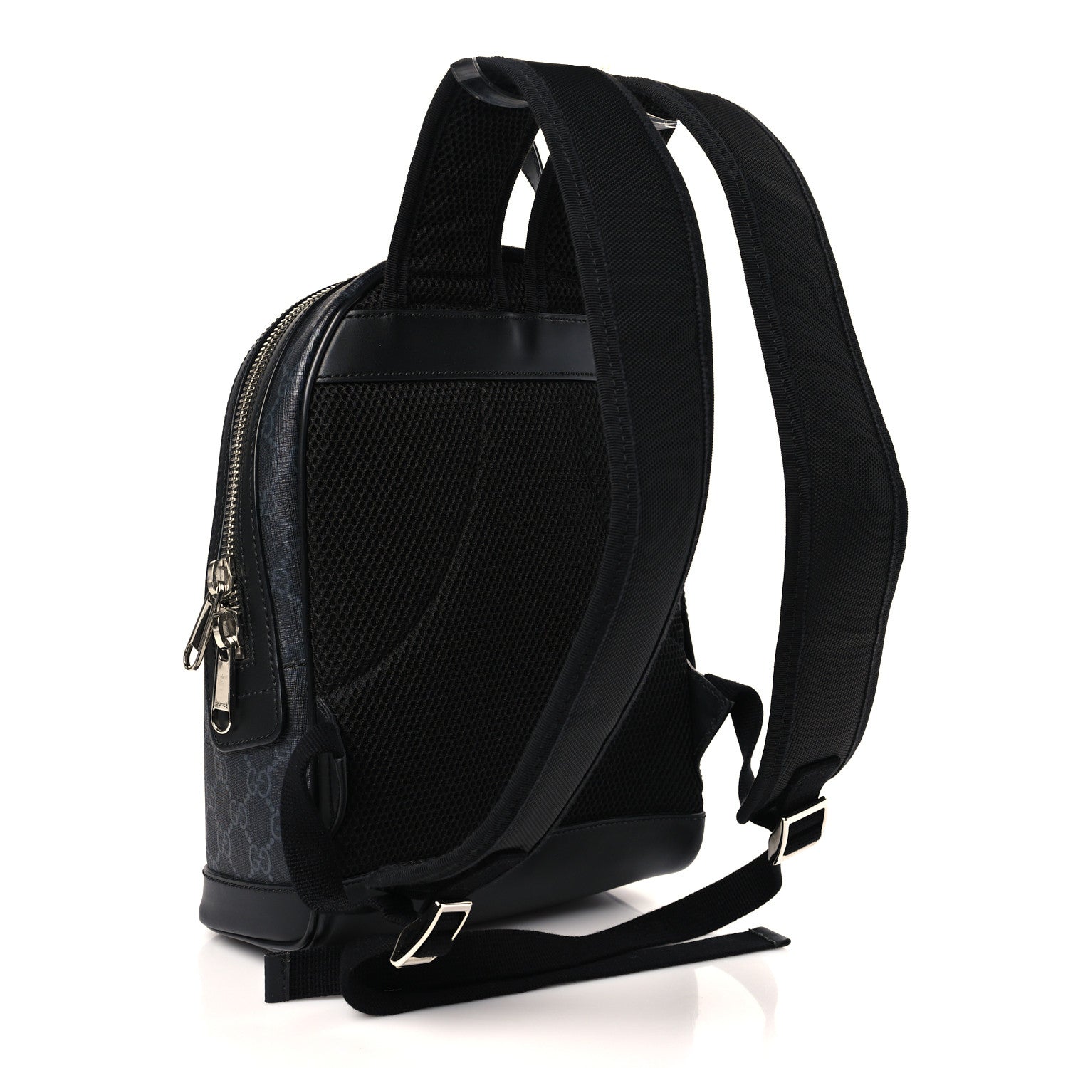 Gucci GG Supreme Monogram Appia Calfskin Web Small Day Backpack Black 3 of 9