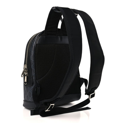 Gucci GG Supreme Monogram Appia Calfskin Web Small Day Backpack Black 3 of 9