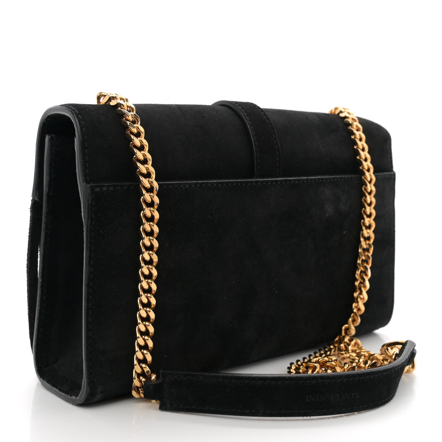Suede Fringe Small Monogram Satchel Black
