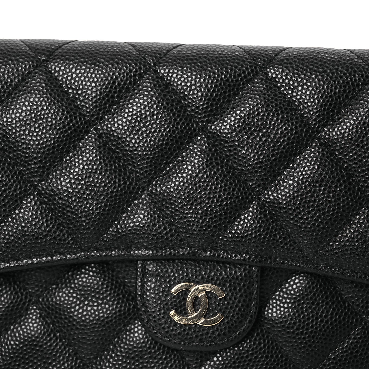 Caviar Quilted Flap Phone Holder With Chain Black