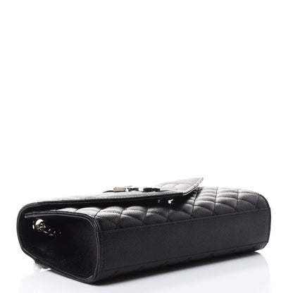 Saint Laurent Grain De Poudre Textured Mixed Matelasse Triquilt Small Monogram Satchel Black 3 of 4