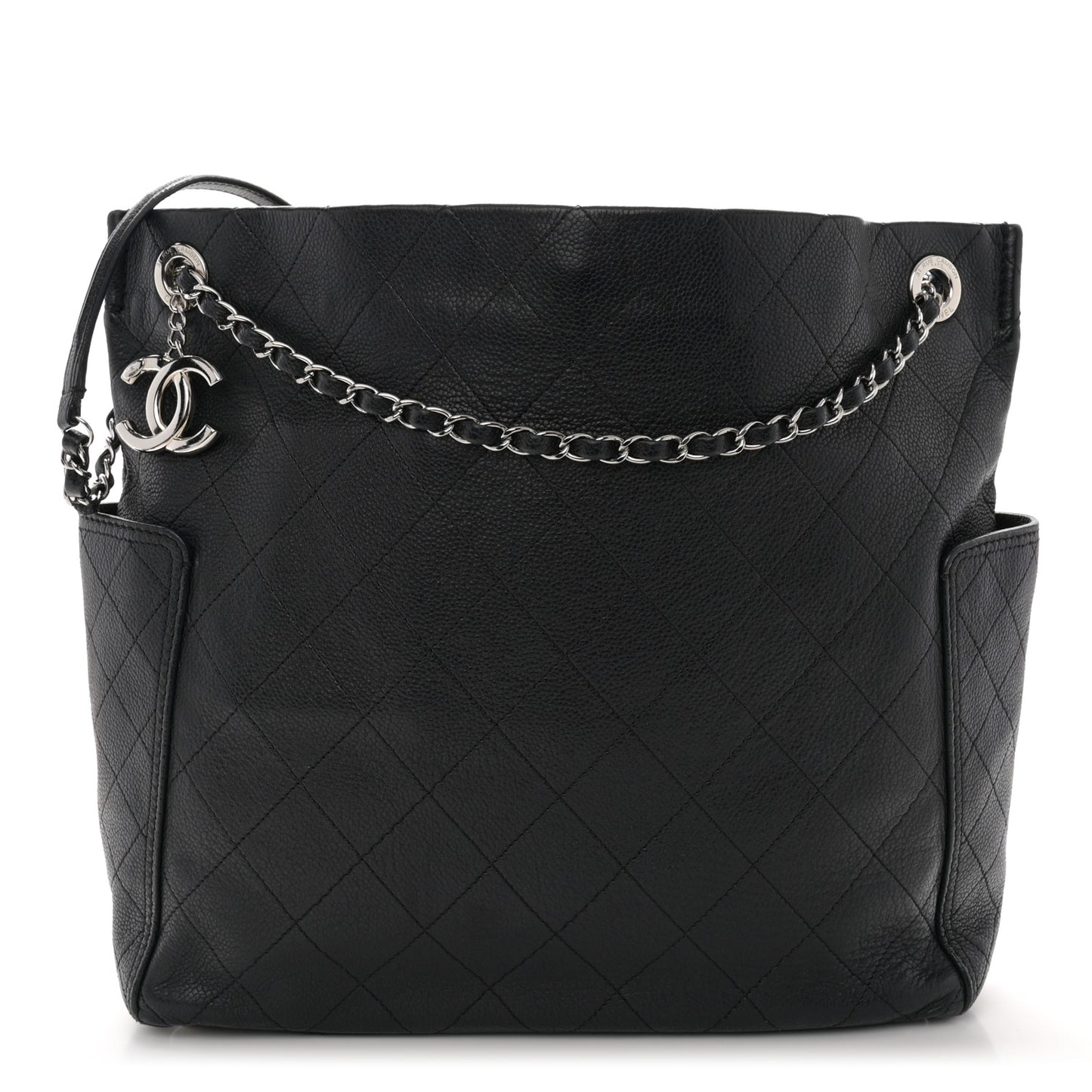 Caviar Stitched Medium CC Pocket Hobo Black