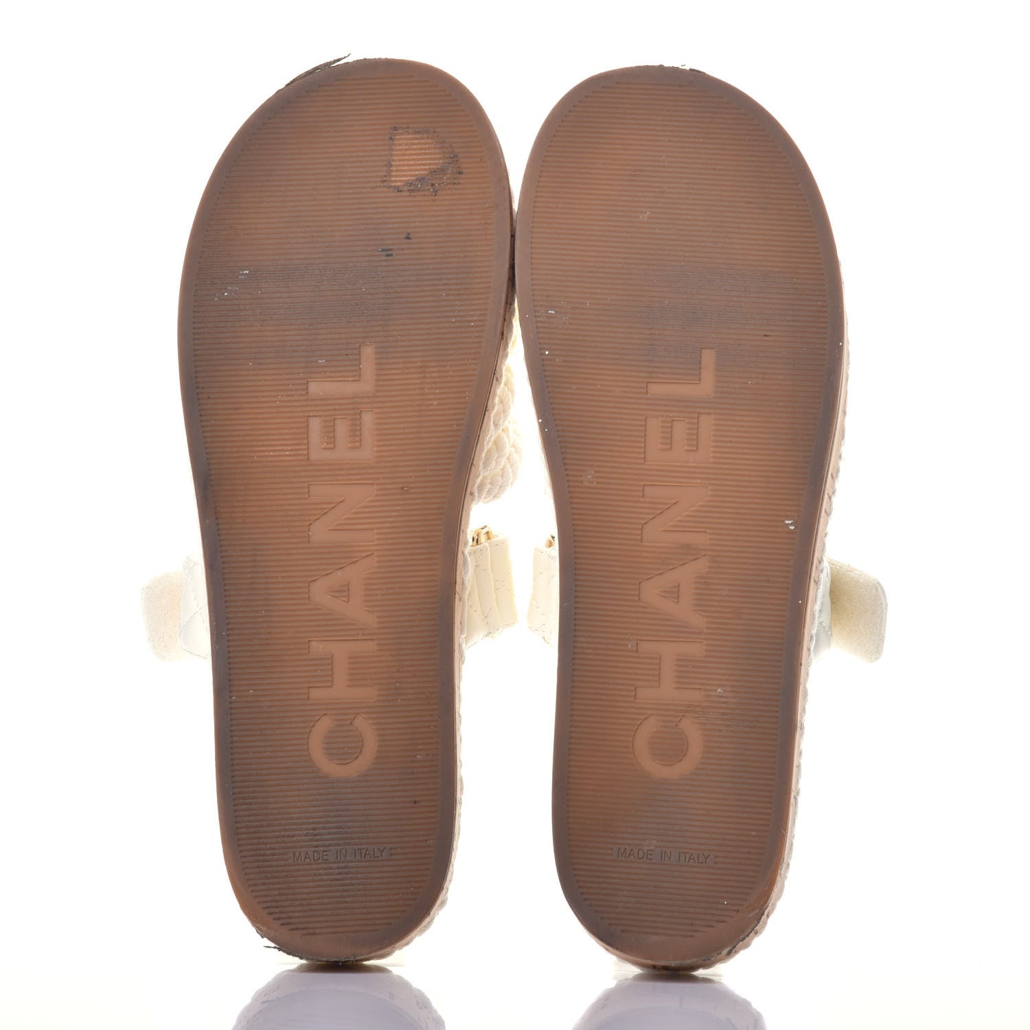 Chanel Cord Lambskin Quilted Logo Mules 41 White 4 of 7