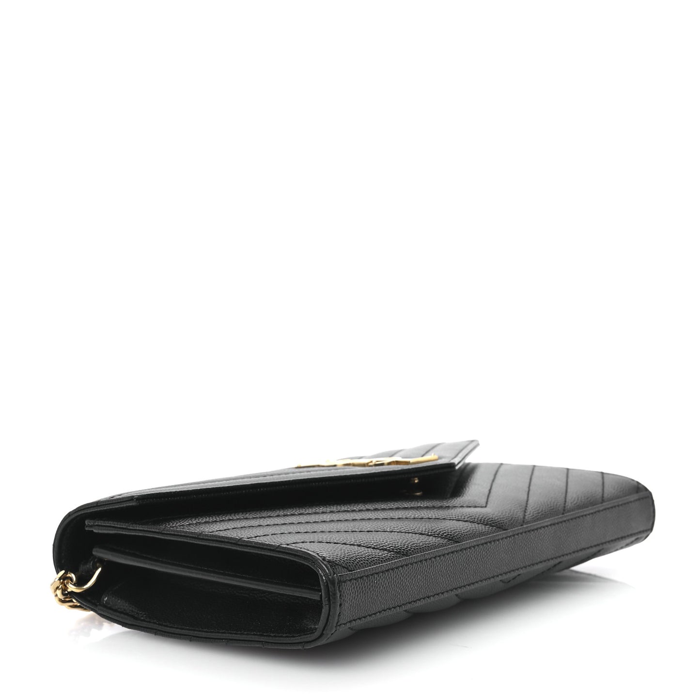 Grain De Poudre Matelasse Chevron Monogram Chain Wallet Black