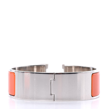 Hermes Enamel Wide Clic Clac H Bracelet GM Orange White 3 of 6