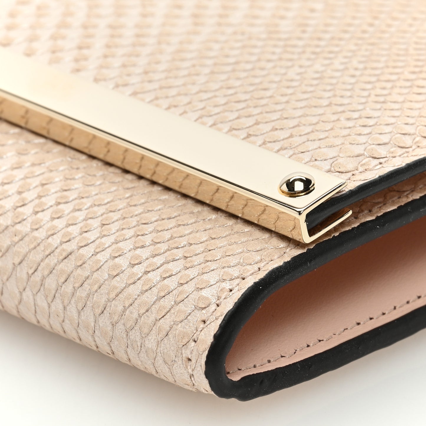 Embossed Snakeskin Milla Wallet on Chain Nude