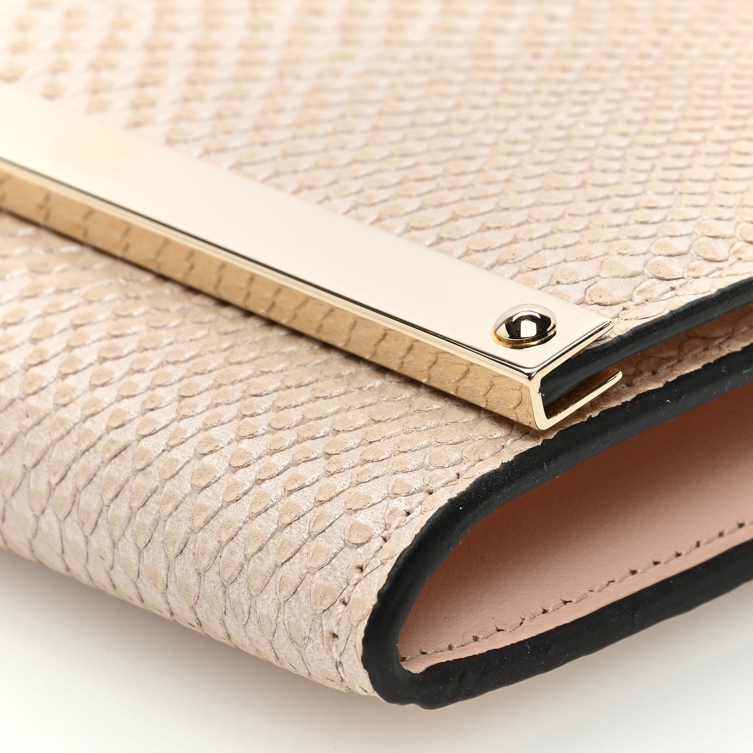 Jimmy Choo Embossed Snakeskin Milla Wallet on Chain Nude 9 of 9