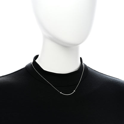 Tiffany 18K White Gold Diamond Small T Smile Pendant Necklace 2 of 6