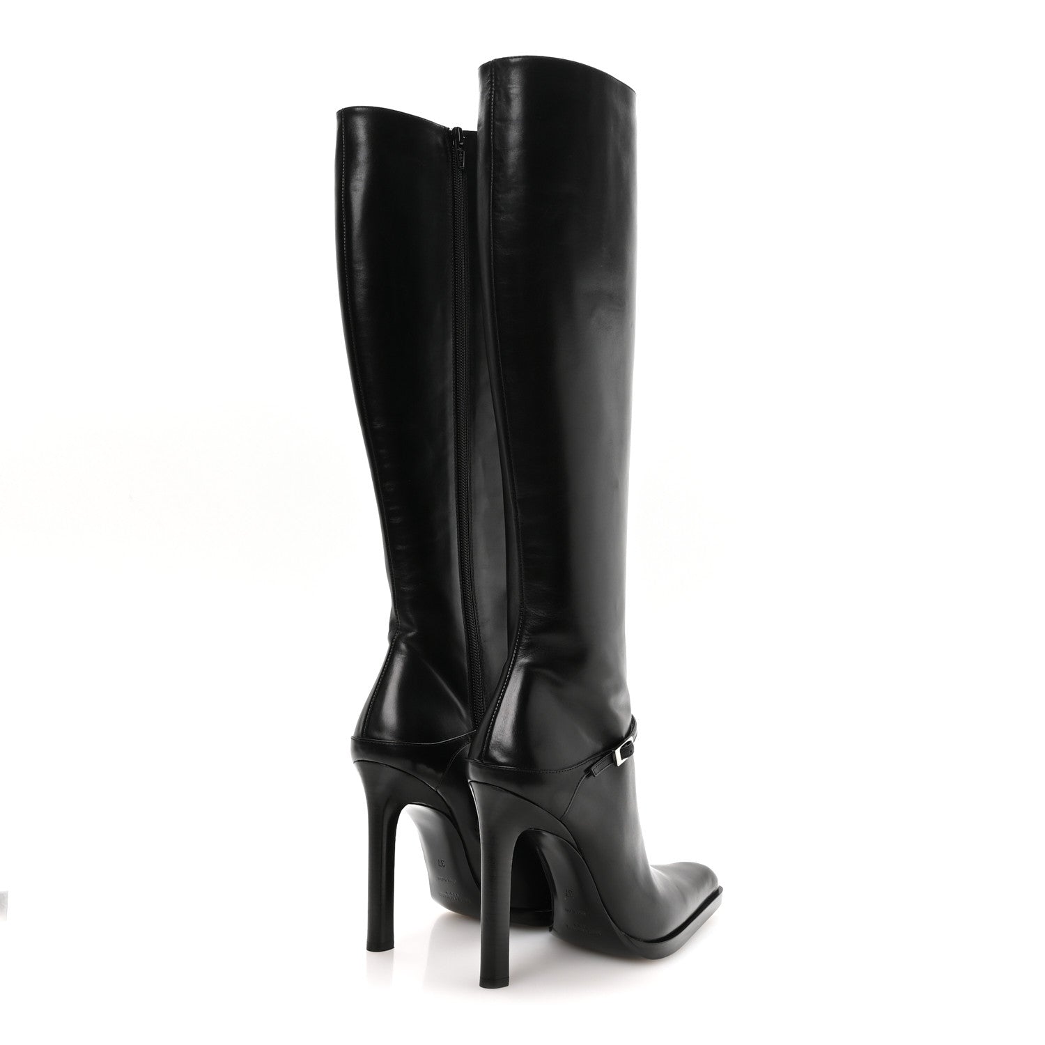 Saint Laurent Calfskin Nina 110 Knee High Boots 37 Black 5 of 9