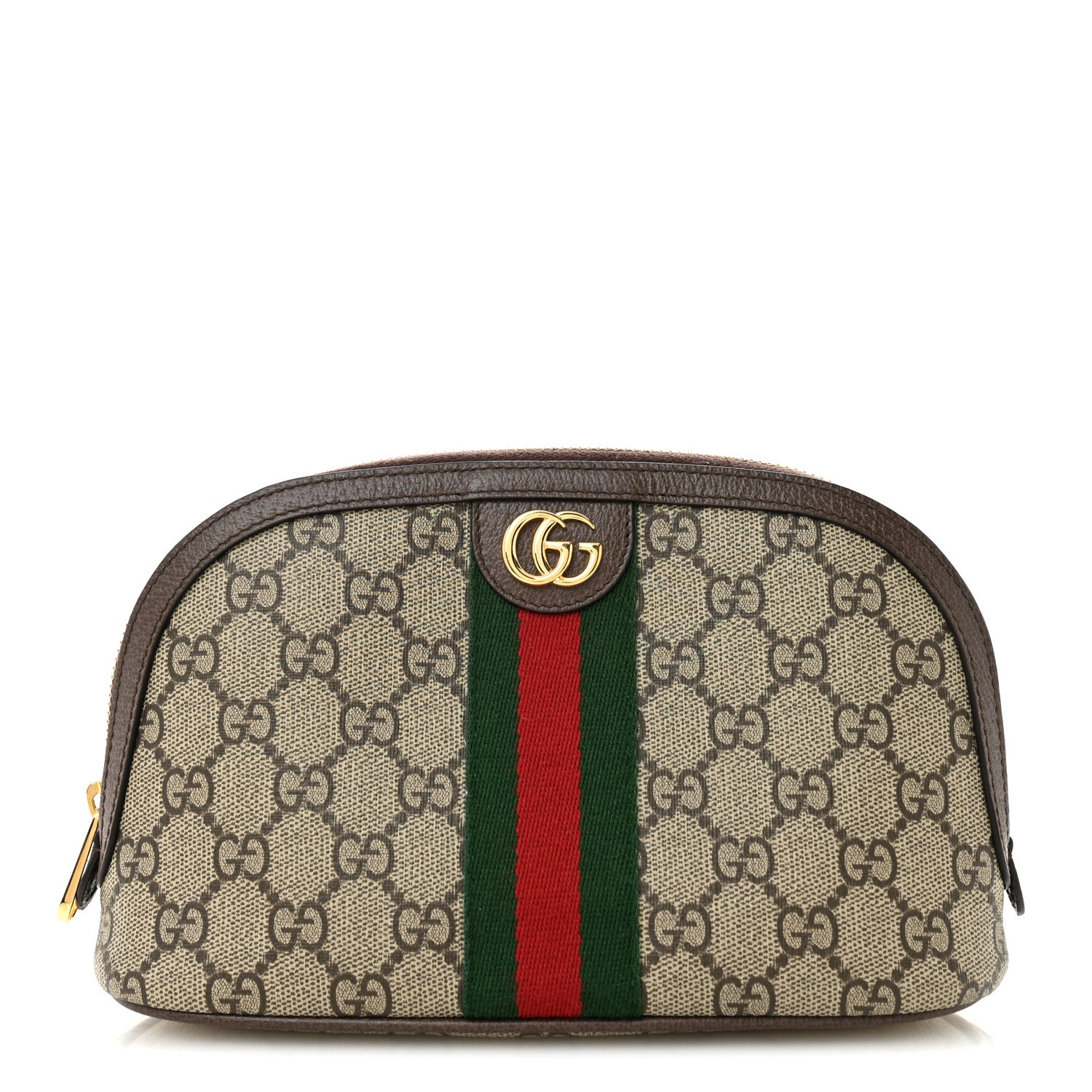 Gucci GG Supreme Monogram Textured Calfskin Web Large Ophidia Cosmetic Case Beige Ebony New Acero 1 of 7