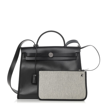 Hermes Toile H Berline Vache Hunter Herbag Zip PM 31 Black Ecru 1 of 13