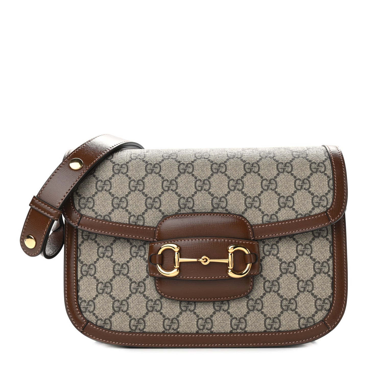 GG Supreme Monogram Horsebit 1955 Shoulder Bag Beige Brown Sugar