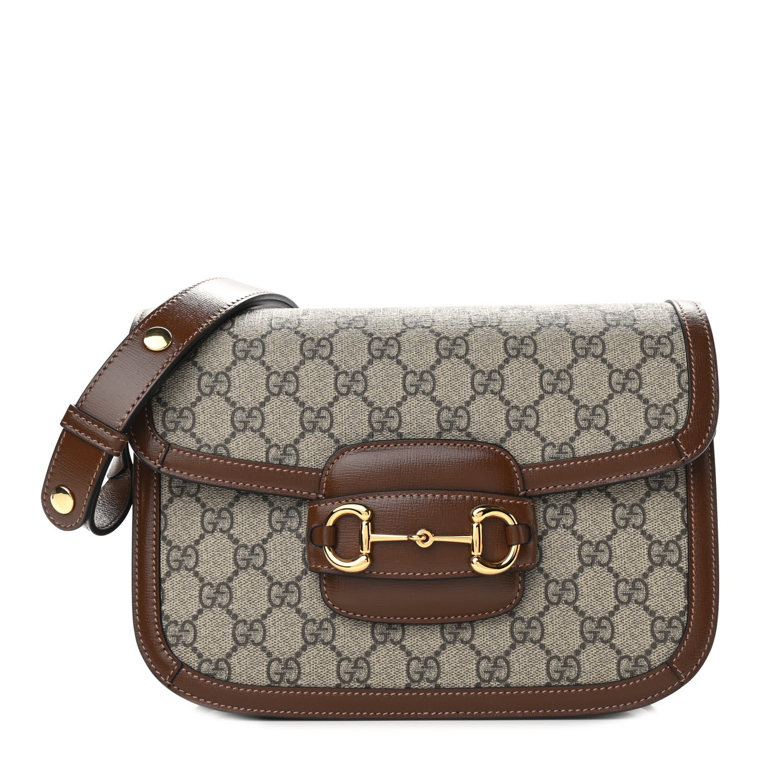 Gucci GG Supreme Monogram Horsebit 1955 Shoulder Bag Beige Brown Sugar 1 of 9