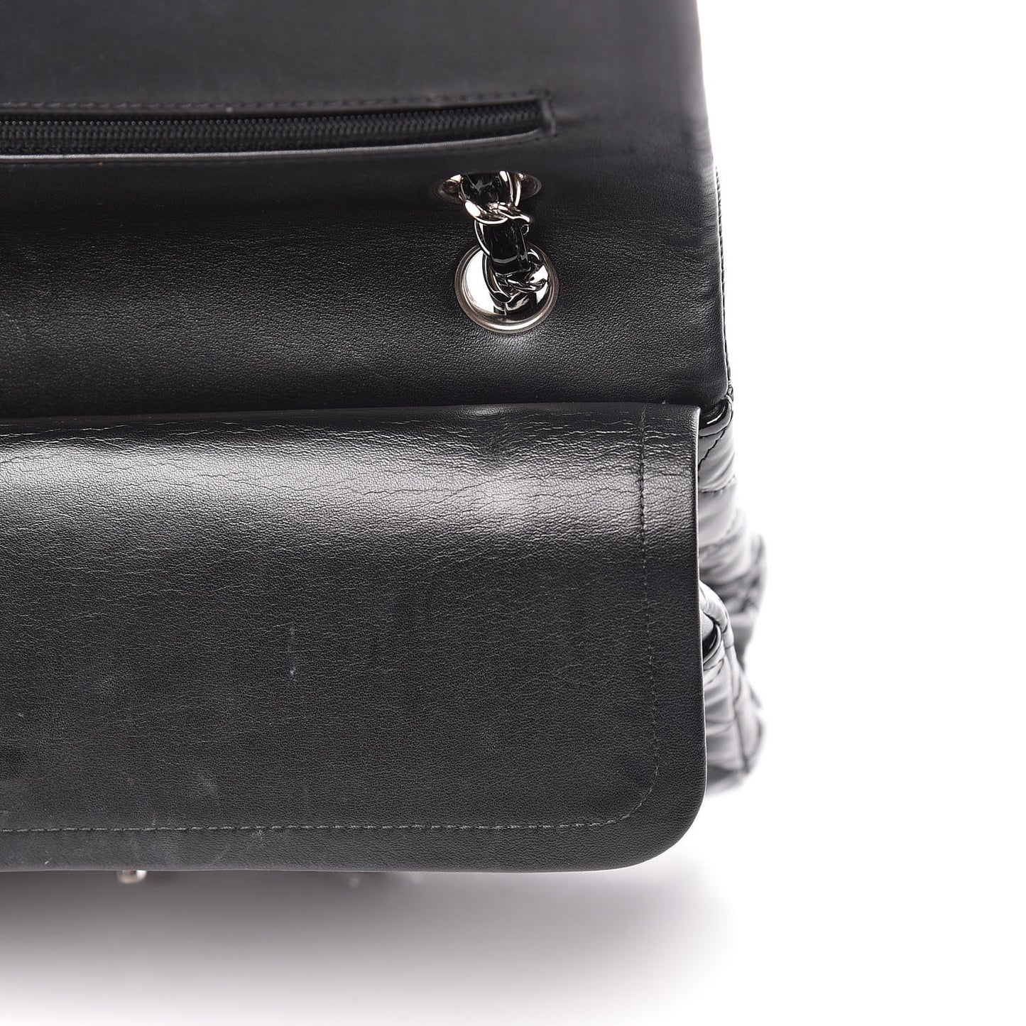 Patent Quilted Medium Double Flap Black