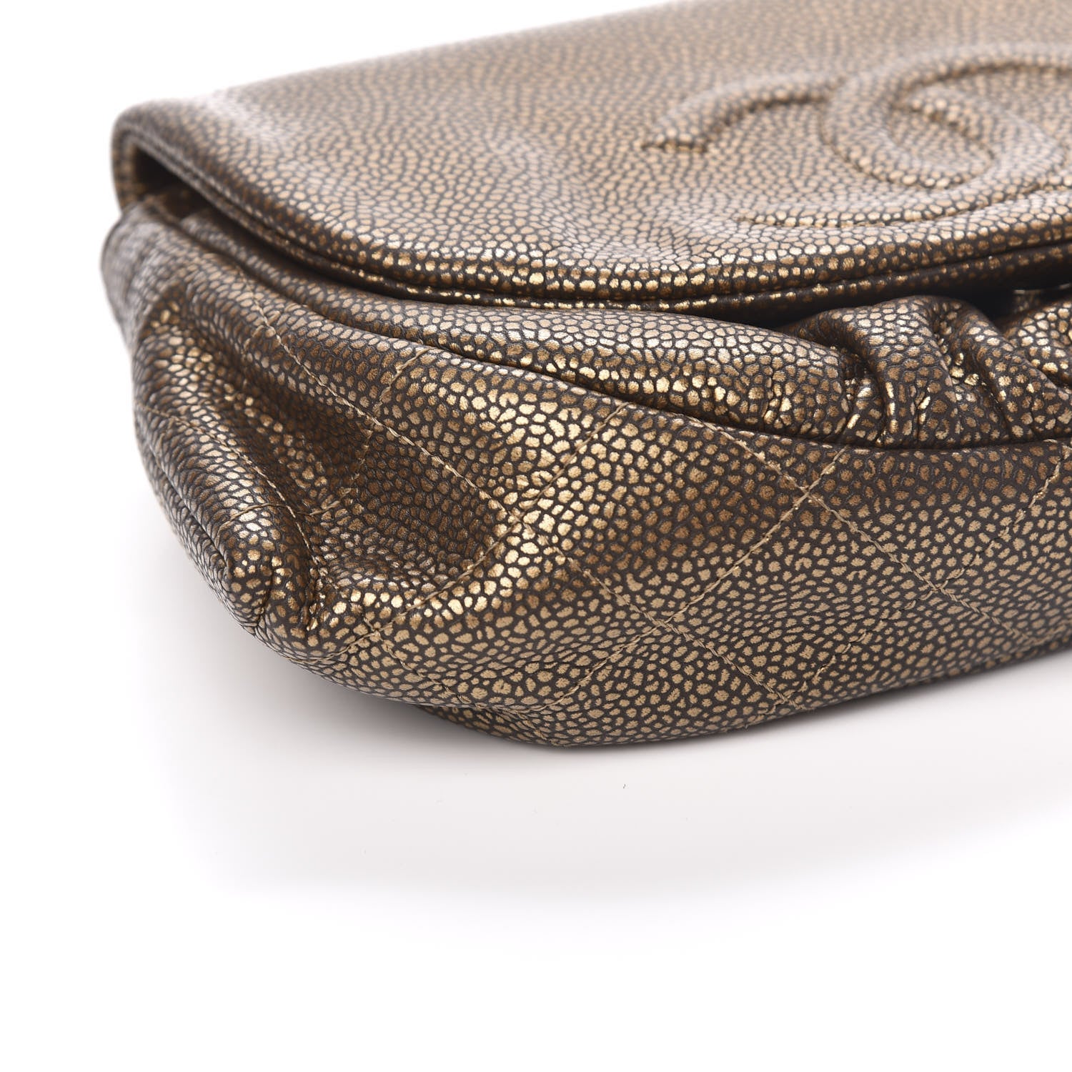 Chanel Metallic Caviar Half Moon Wallet On Chain WOC Bronze 9 of 12