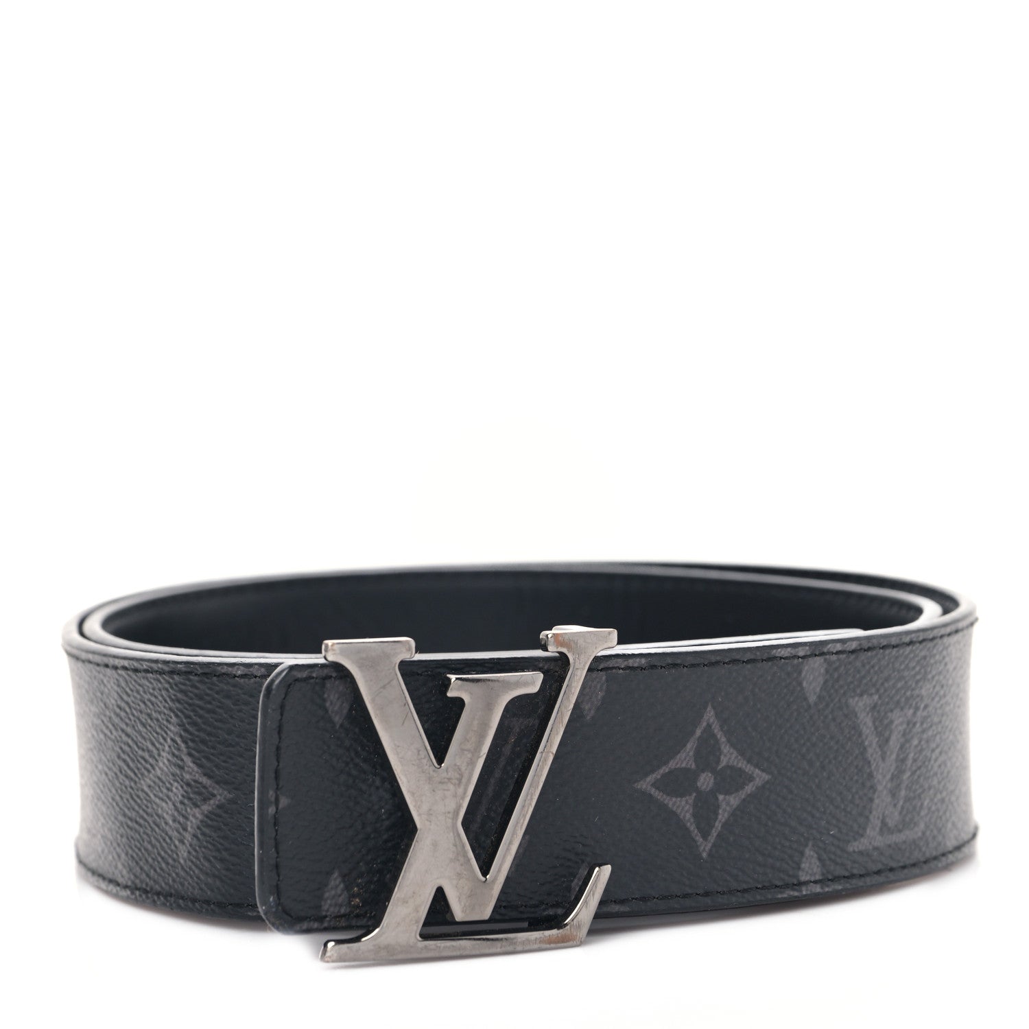 Louis Vuitton Monogram Eclipse Taigarama 40mm LV Initiales Reversible Belt 85 34 Black 1 of 5