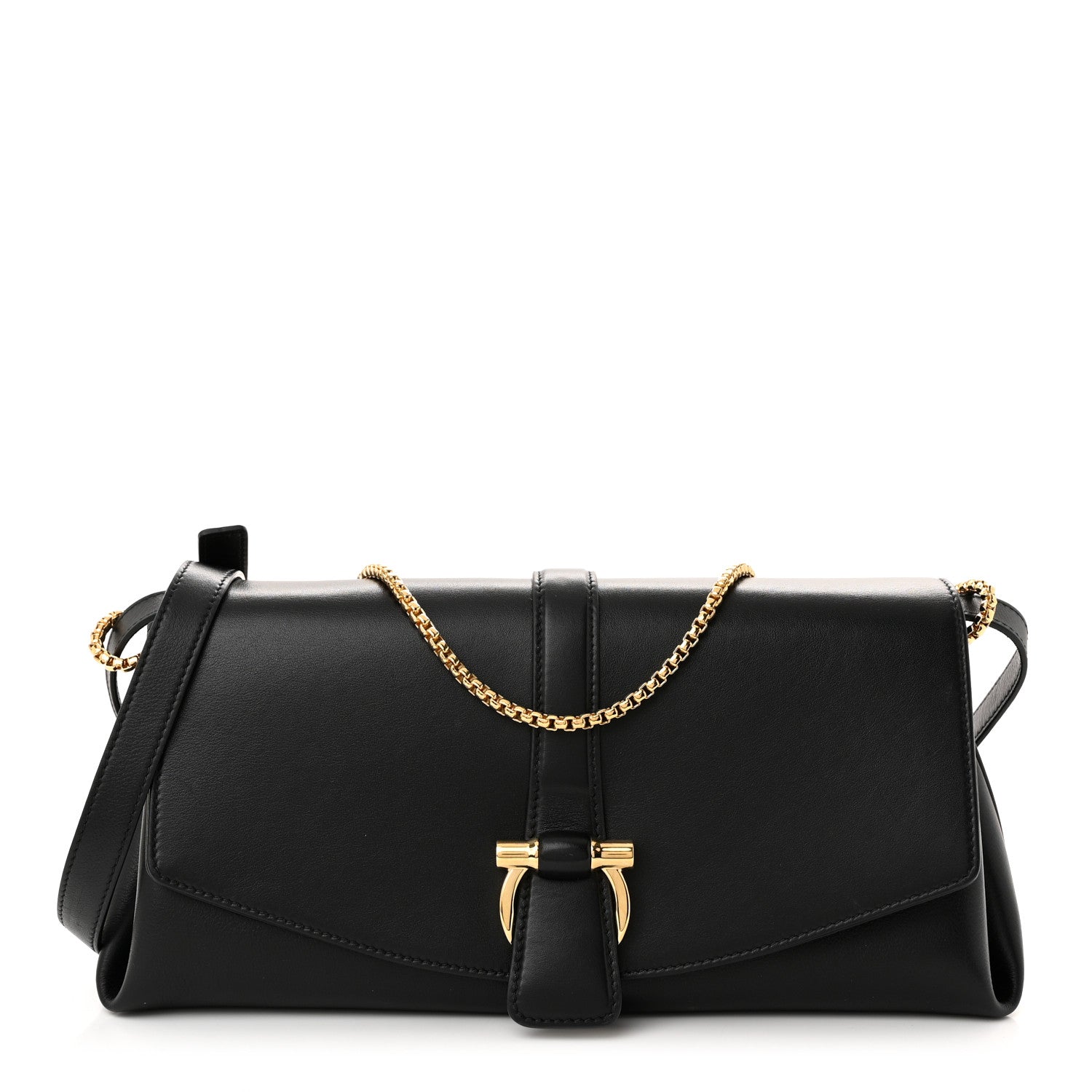 Salvatore Ferragamo Calfskin Small Front Flap Crossbody Bag Black 1 of 10