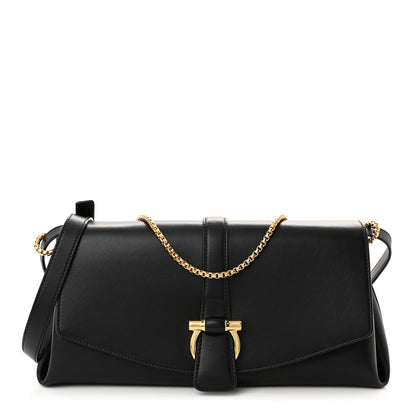 Salvatore Ferragamo Calfskin Small Front Flap Crossbody Bag Black 1 of 10