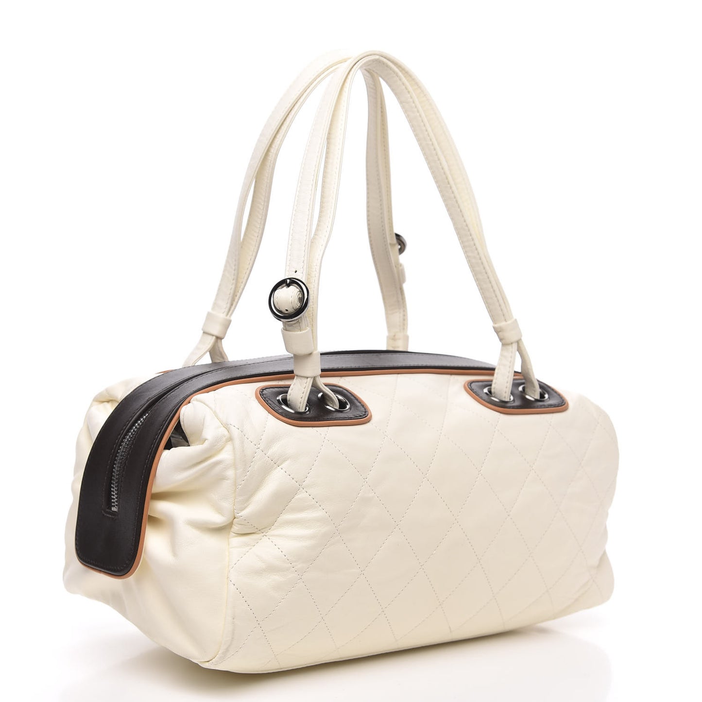 Lambskin Quilted Bowler White