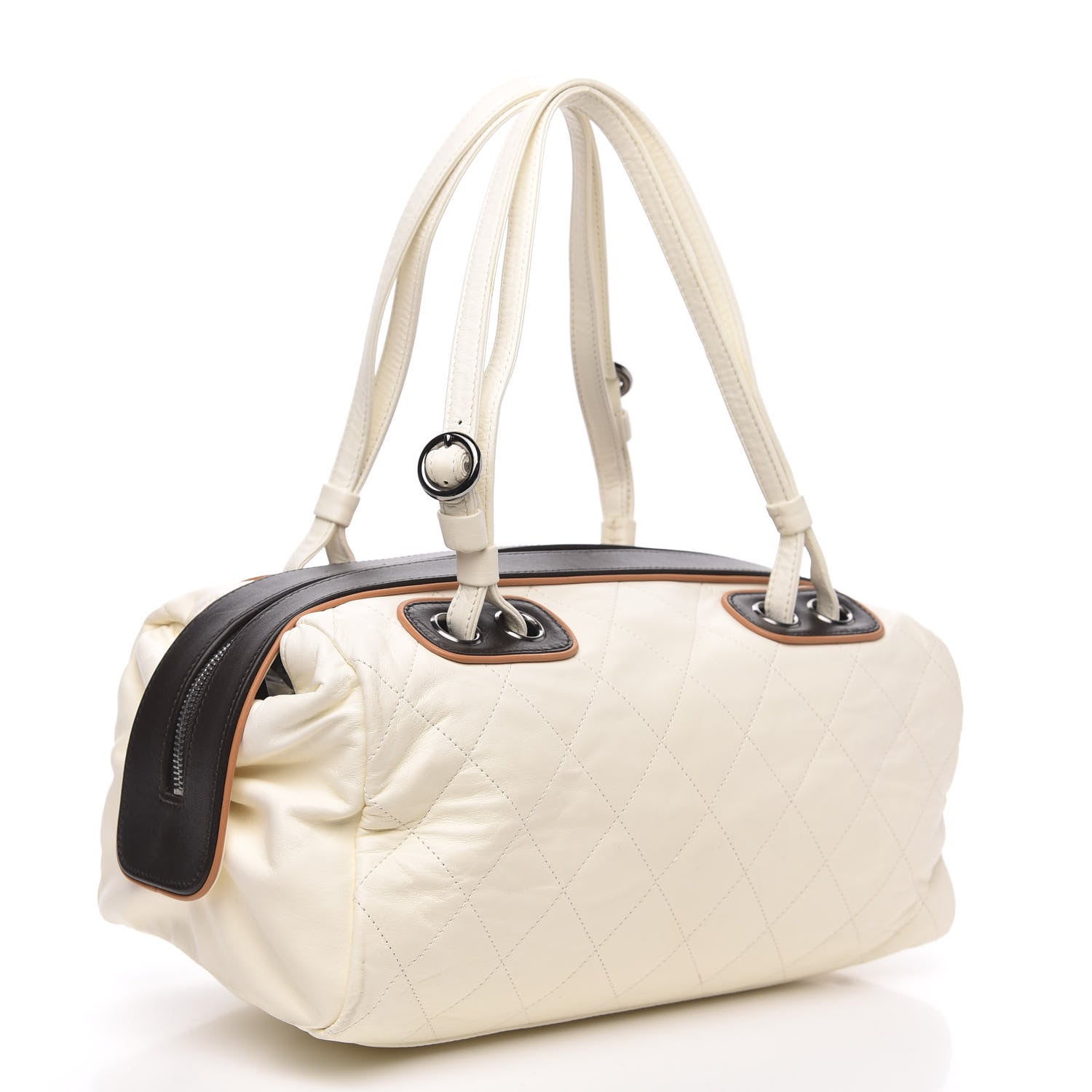 Chanel Lambskin Quilted Bowler White 3 of 11
