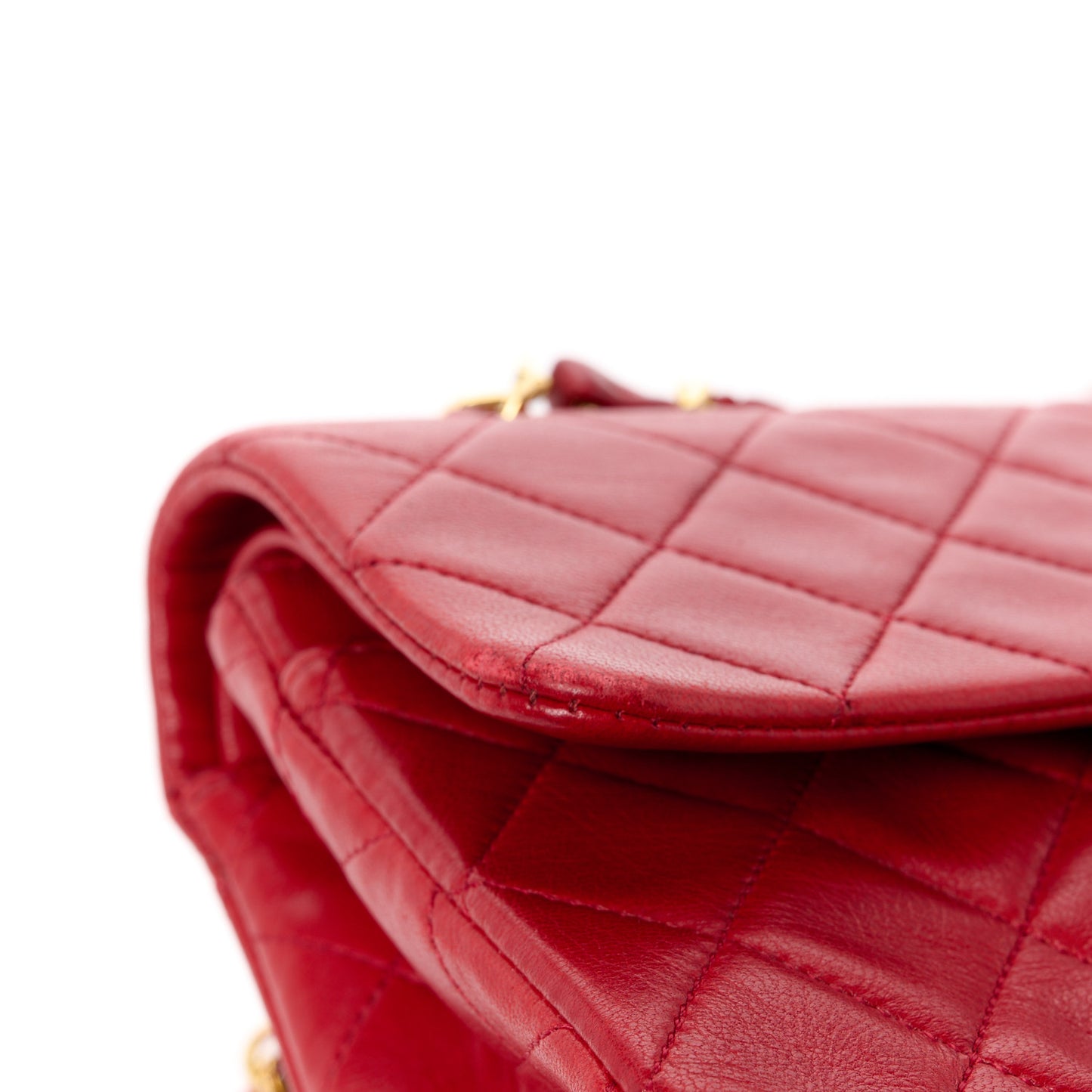 Lambskin Quilted Small Double Flap Red