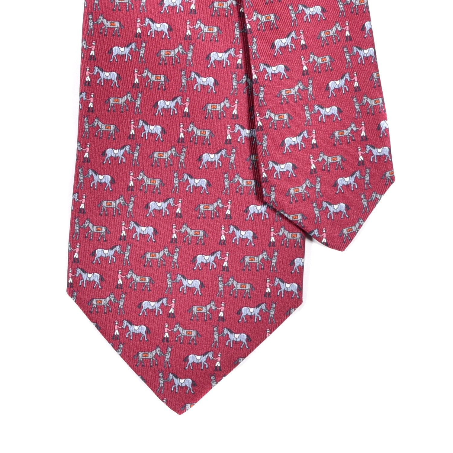 Hermes Silk Mens Horse Robot Neck Tie Lie De Vin Blue Gris 4 of 7