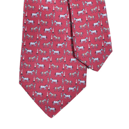 Hermes Silk Mens Horse Robot Neck Tie Lie De Vin Blue Gris 4 of 7