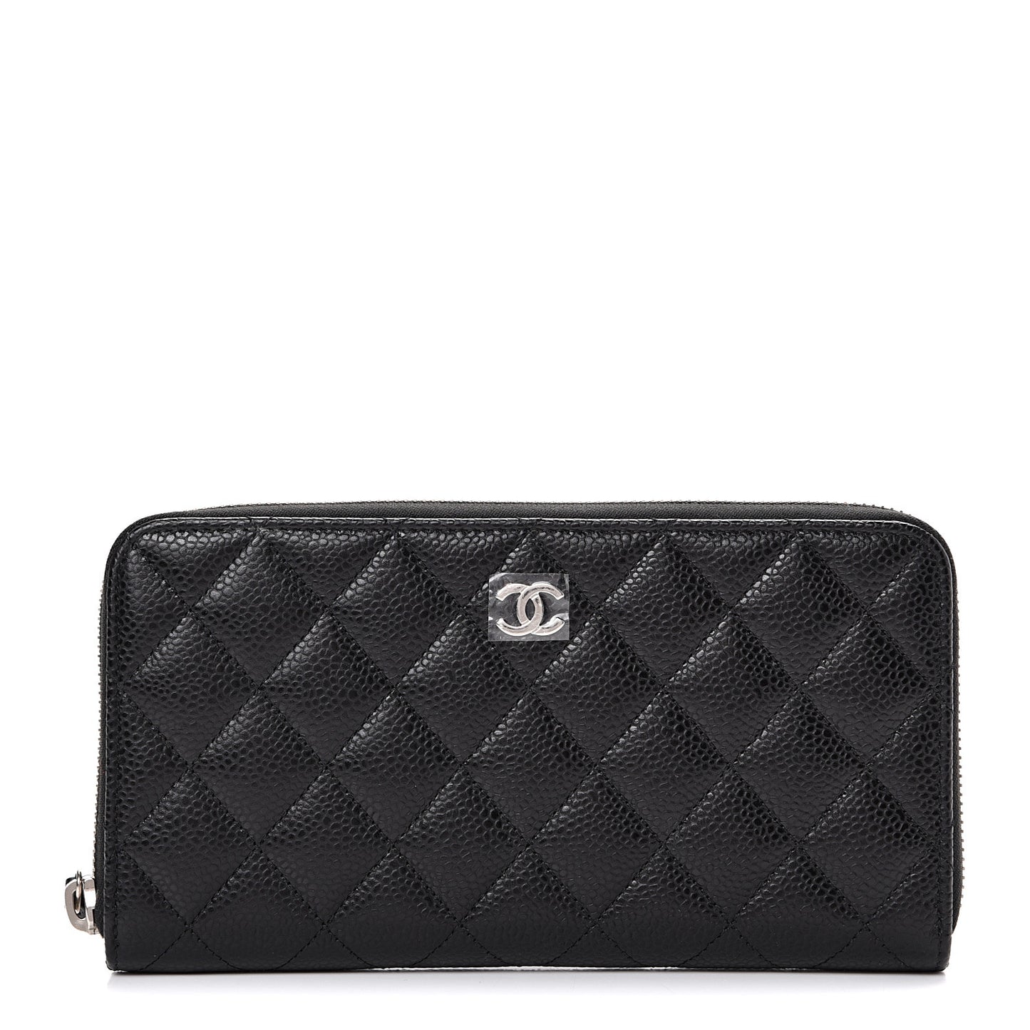 Caviar Quilted Large Gusset Zip Around Wallet Black
