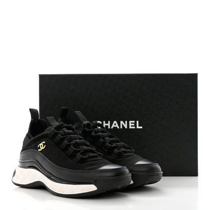 Chanel Velvet Calfskin Mixed Fibers CC Sneakers 37 Black 9 of 9