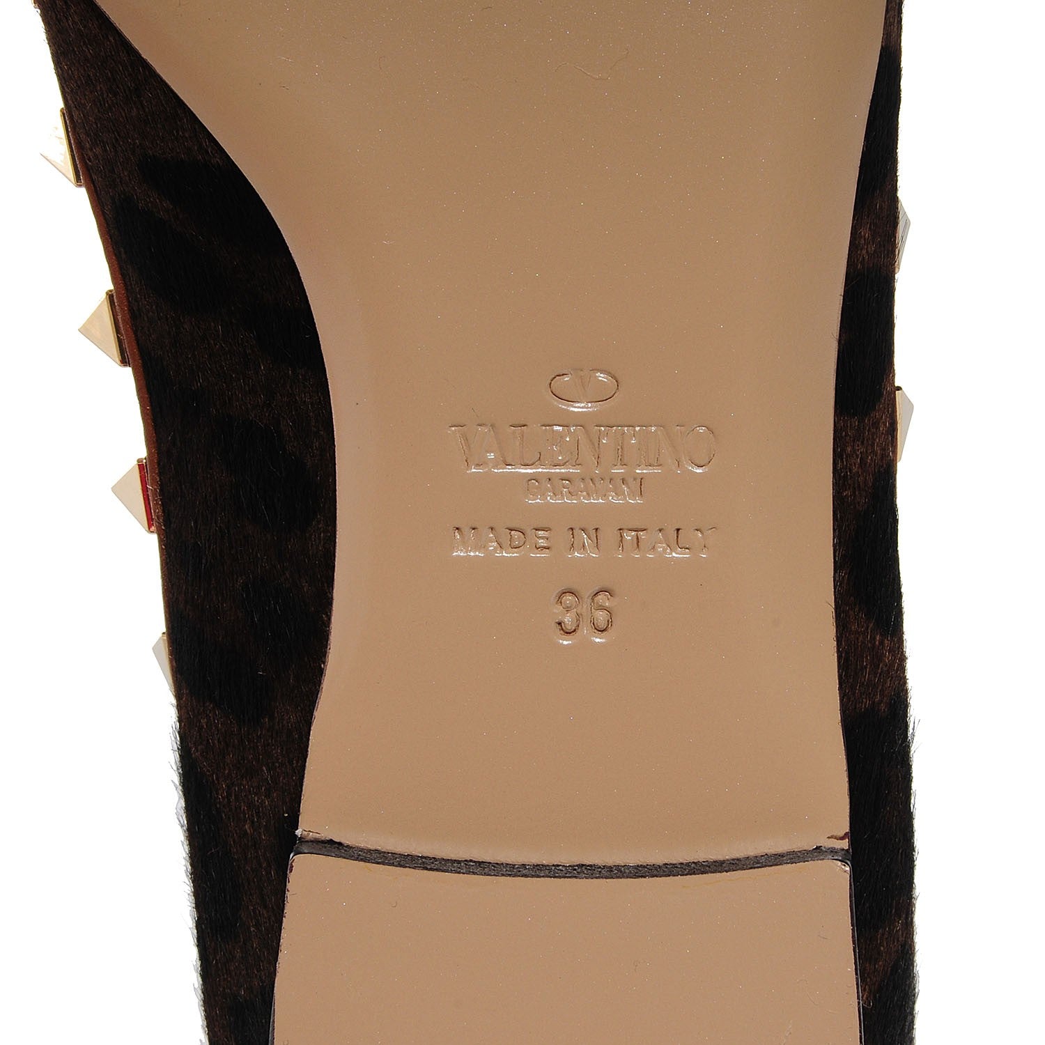 Valentino Garavani Calf Hair Leopard Print Rockstud Ballerina Flats 36 Brown 6 of 7