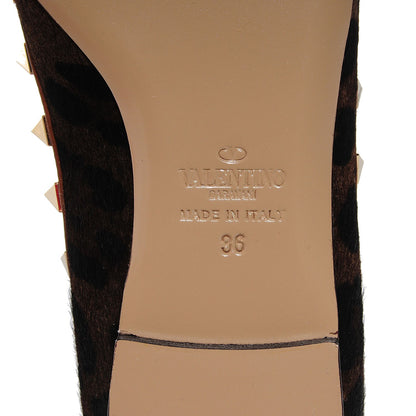 Valentino Garavani Calf Hair Leopard Print Rockstud Ballerina Flats 36 Brown 6 of 7