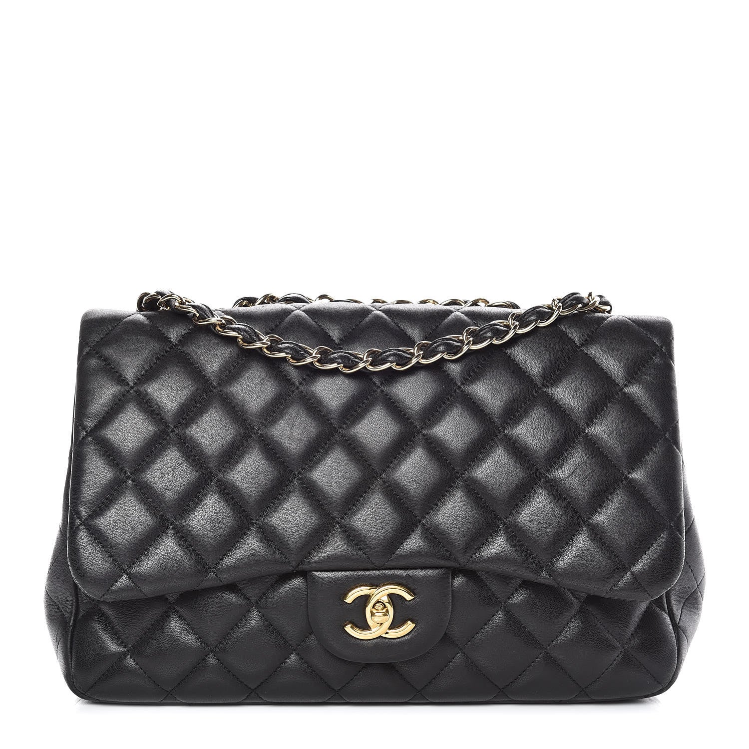 Chanel Lambskin Quilted Jumbo Single Flap Black 1 of 20