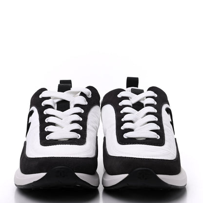 Chanel Nylon Suede Calfskin CC Sneakers 37 White Dark Grey 2 of 7