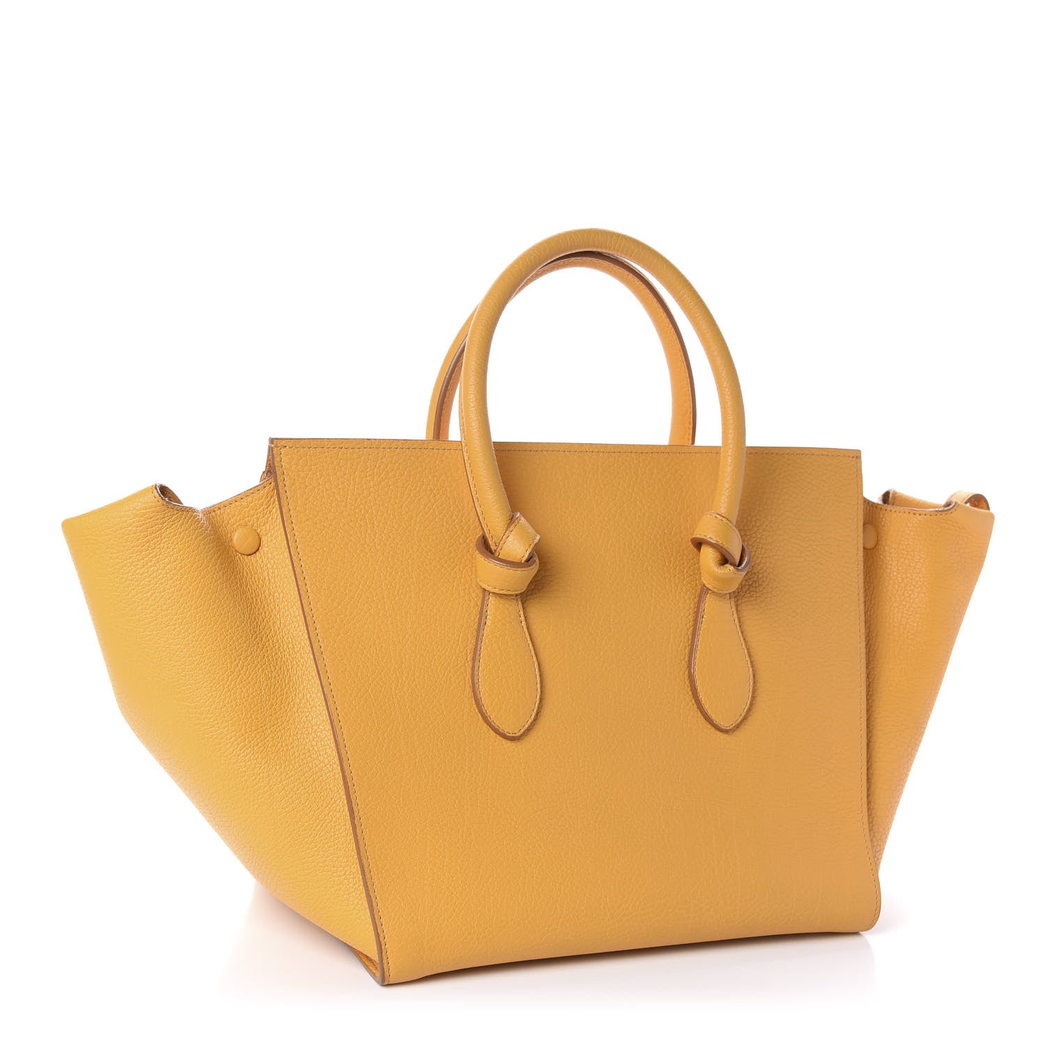 Celine Crisped Calfskin Small Tie Knot Tote Saffron 4 of 12