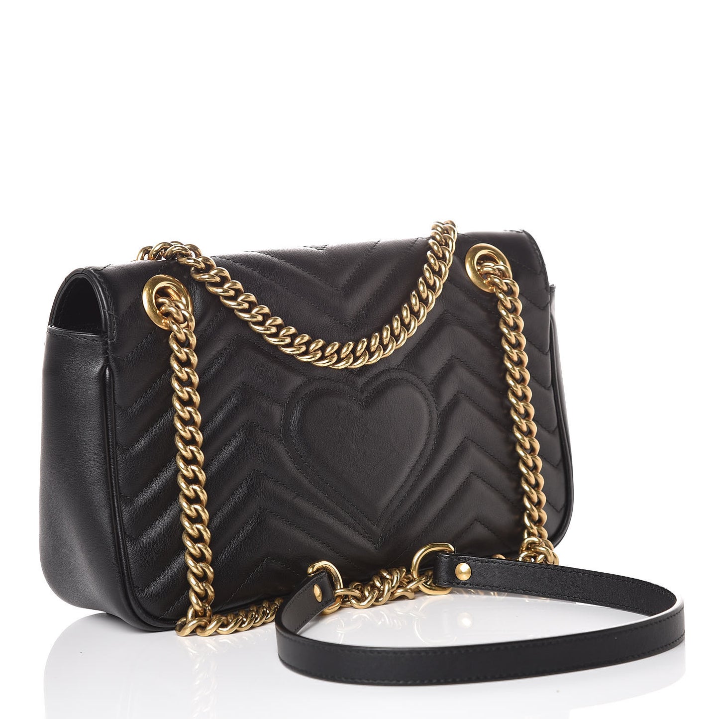 Calfskin Matelasse Small GG Marmont Shoulder Bag Black