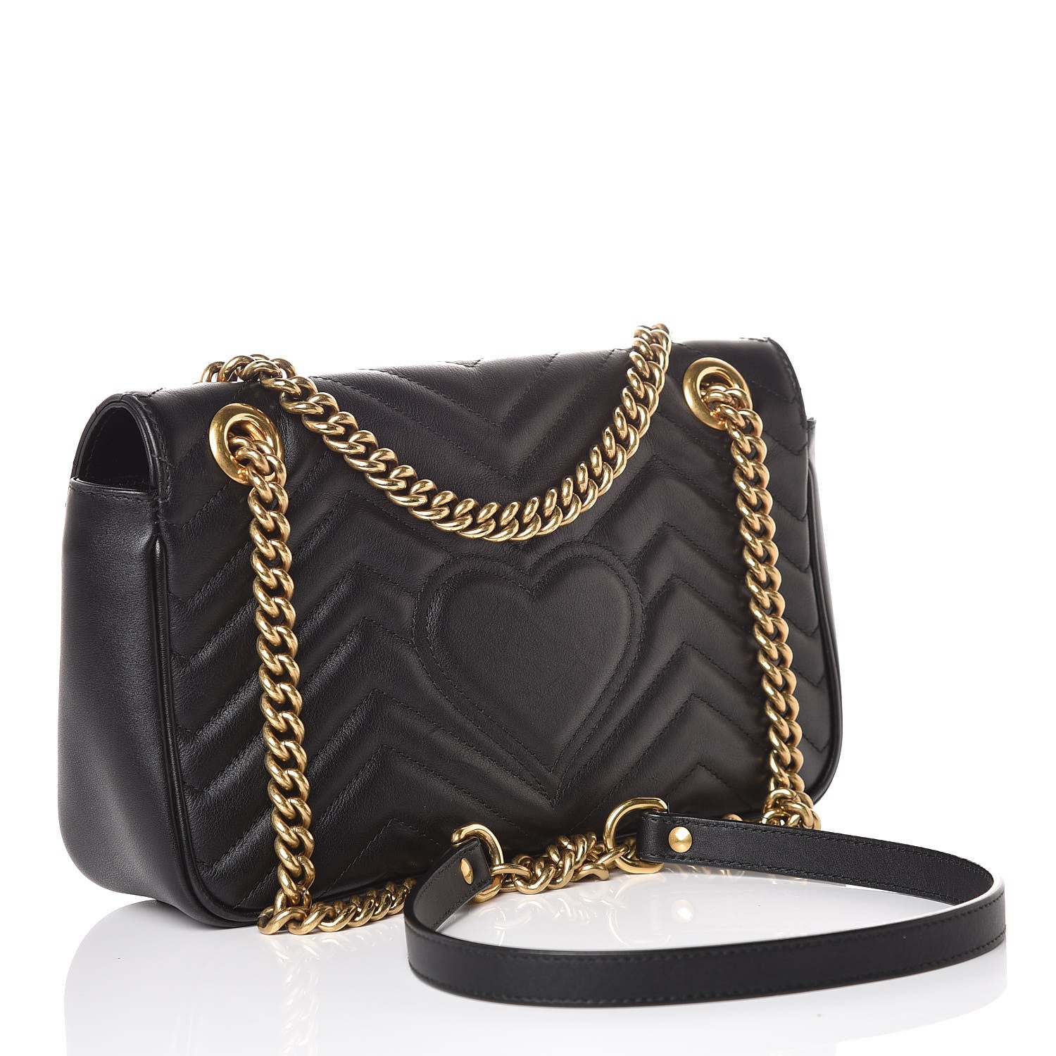 Gucci Calfskin Matelasse Small GG Marmont Shoulder Bag Black 3 of 9