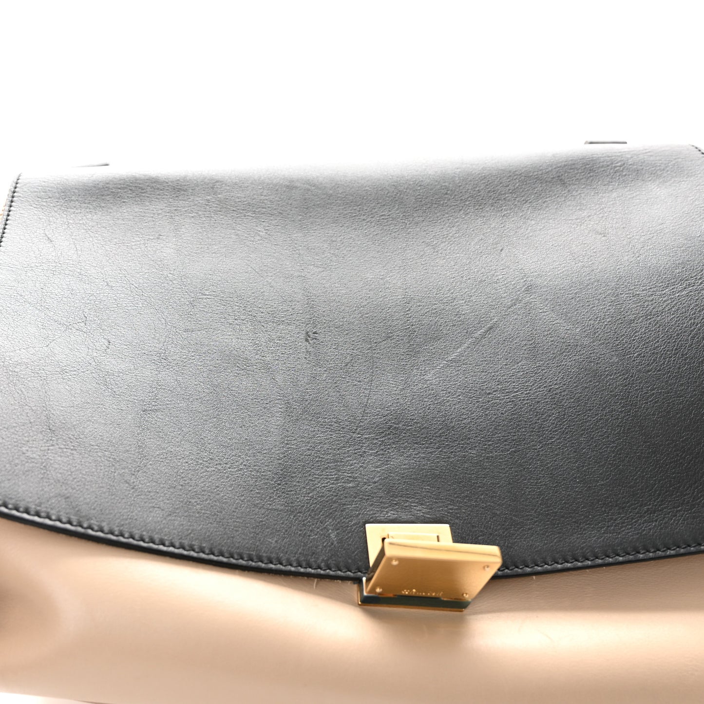 Smooth Calfskin Suede Large Bi-Color Trapeze Black Dune