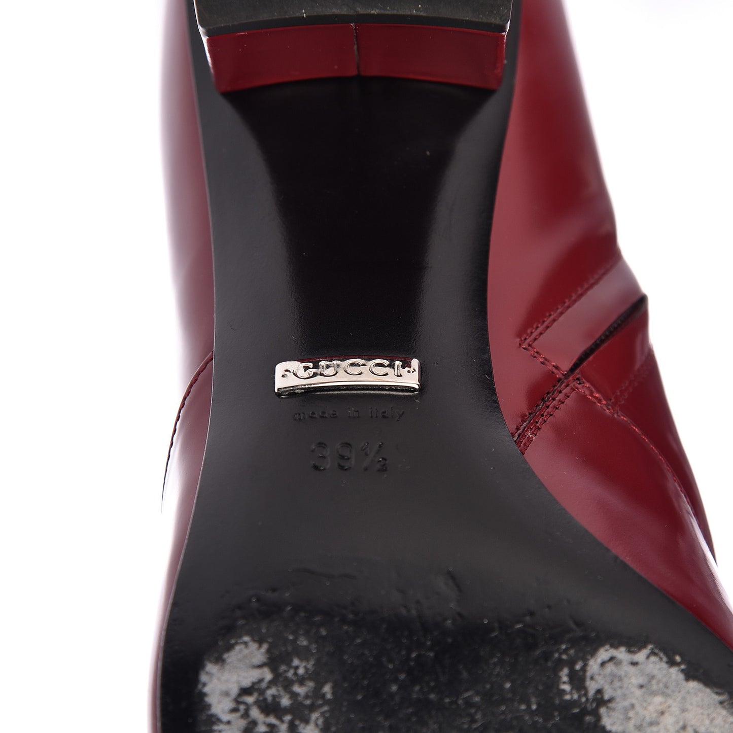 Patent Calfskin Horsebit Boots 39.5 Red