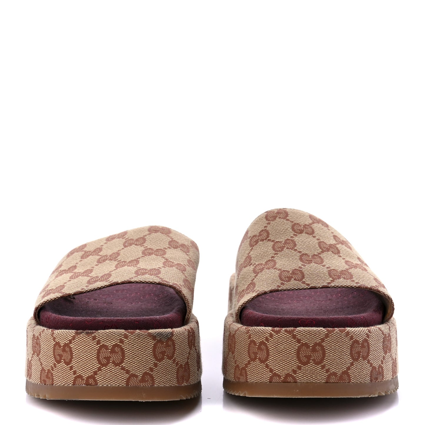 Canvas GG Monogram Angelina Platform Slide Sandals 39.5 Beige Ruggine