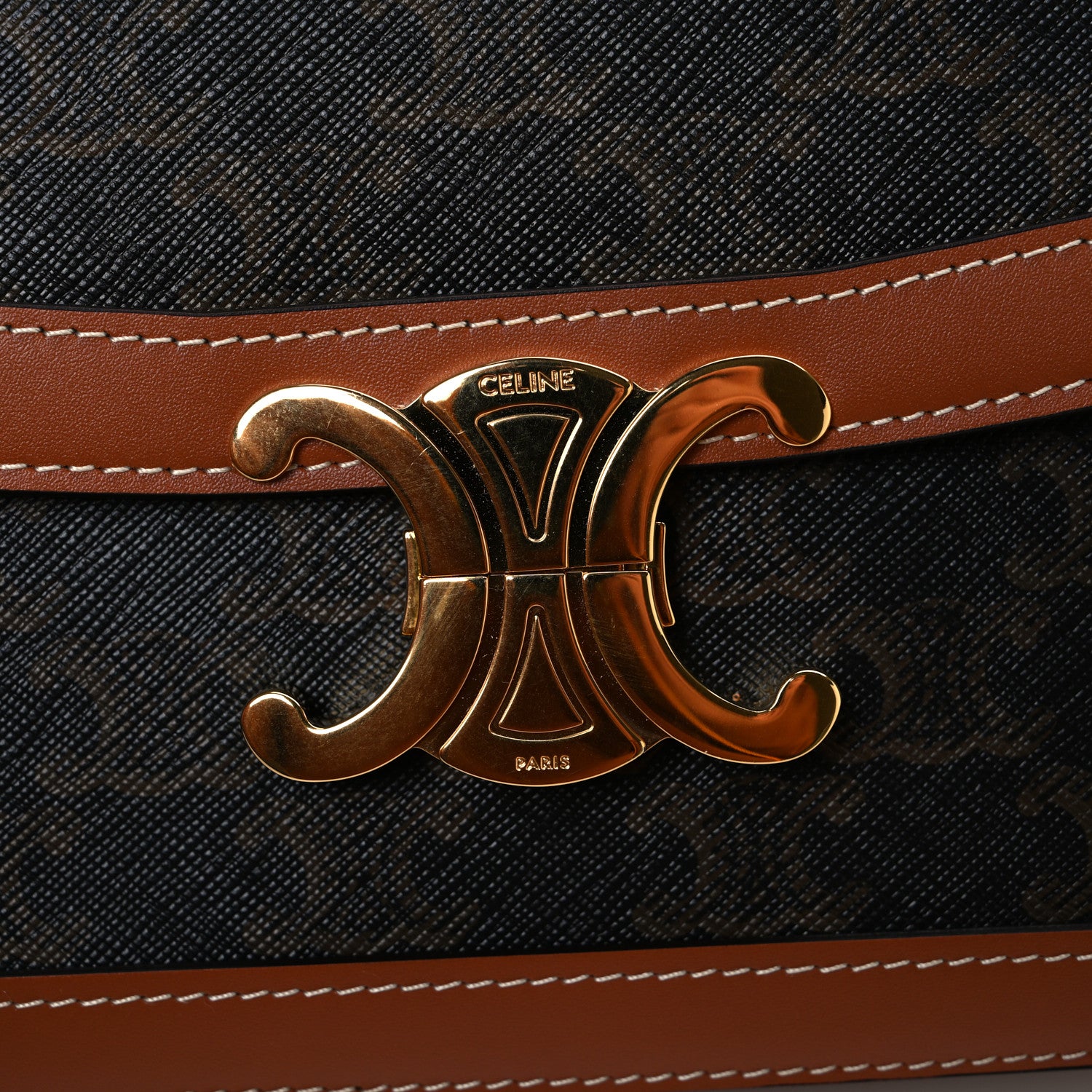 Celine Triomphe Canvas Calfskin Medium Triomphe Bag Tan 12 of 12